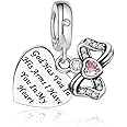CLYQCL 925 Sterling Silver Charms Fit Pandora Charms Bracelet God Has You In His Arms I Have You In My Heart Fit Wife Mother's Day Christmas Birthday Gift