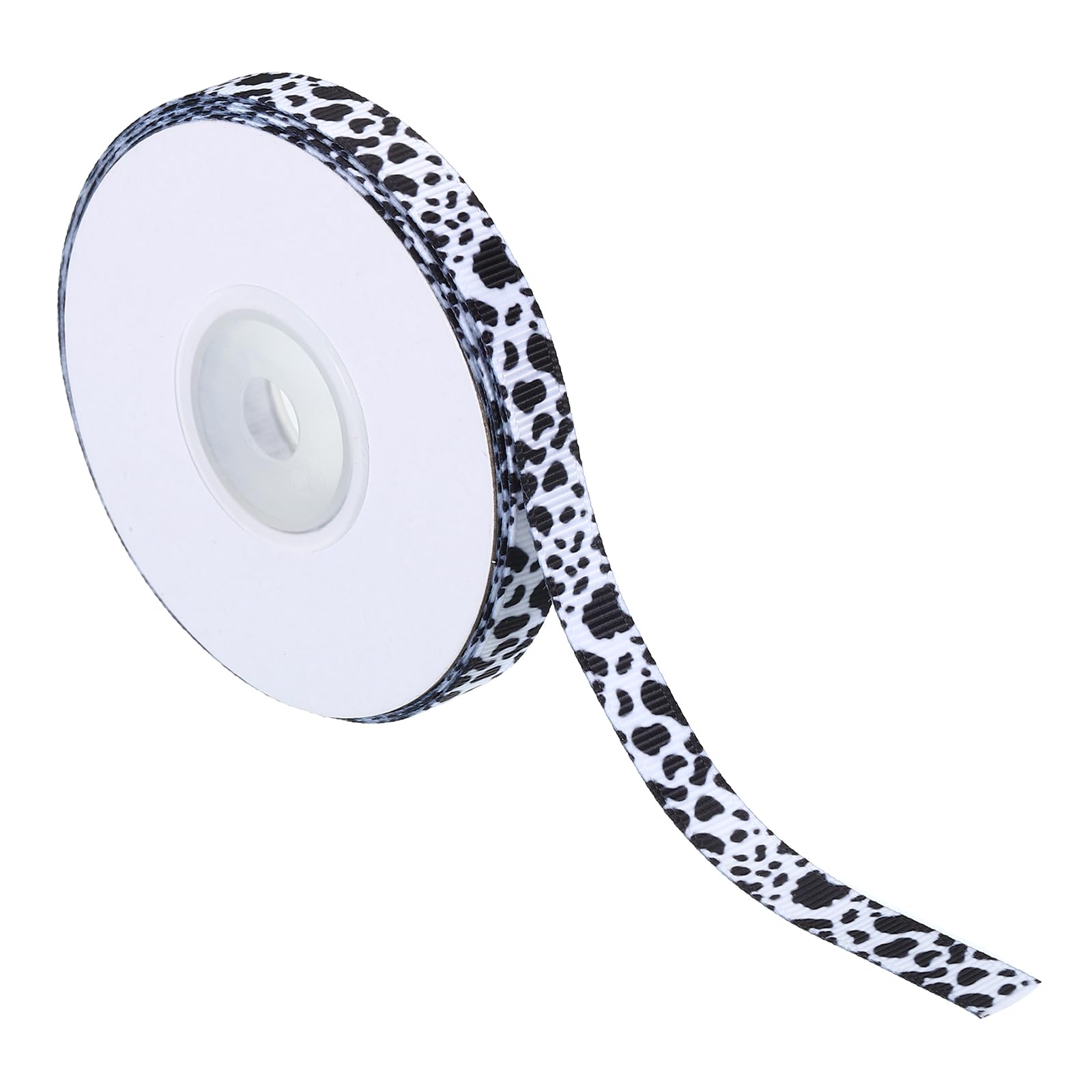 PATIKIL 10 Yards Ribbon for Gift Wrapping, 1pcs 10mm(3/8inch) Cow Print Ribbons for Crafts Thin Ribbon for Wedding Decoration Gifts Home Coming-Mum Hat Bow, Black White