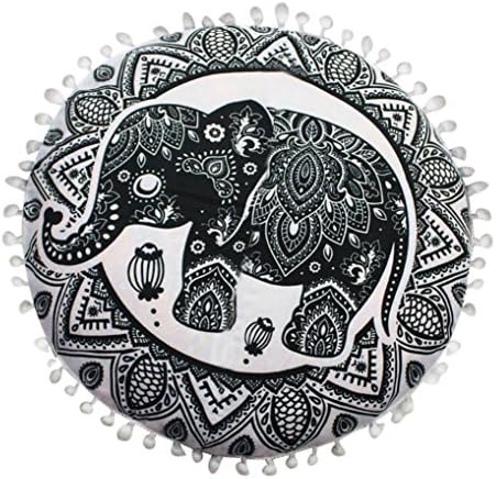 Misaky Floor Pillows Round Bohemian Cushion Pillows Cover Case Cushions Indian Mandala Style (# J)