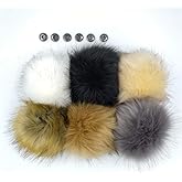 6 Inch XLarge Faux Fur Snap Pompoms Ball Mixed Color Fluffy Pompom with Press Button Removable for Knitting Hats Scarves Shoes Bag Charms Accessories (6)