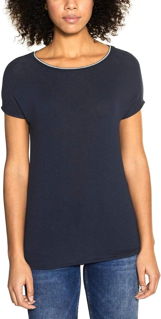 Street One Damen T-Shirt – Lässiges Basic Mit Schimmerndem Print, Elastischem Bund – Für Einen Femininen Alltagslook