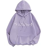 Floerns Women's Letter Graphic Hoodies Drawstring Hooded Sweatshirts Casual Pullover with Pocket