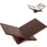 PUERSI Open Display Stand, Wooden Large Book Holder, Coffee Table Stand | Wood Easel for Magazine, Art, Cook Book, Bible, Quran - Brown