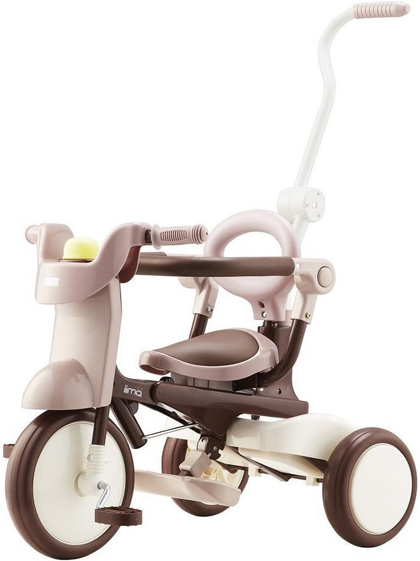 iimo Tricycle |Foldable Push Walker Car Ride On Trike| Baby Kids Aged 1.5 to 5 Years Old| Lightweight, Stylish Japanese Aesthetic Design | Comfort Brown