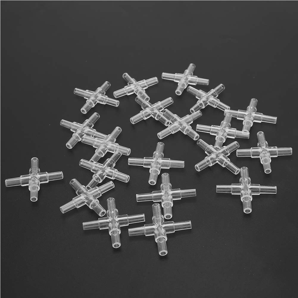 Aquarium Air Valve Connector, 20Pcs Plastic 4mm Tubing 4-Way Joint Fish Tank Air Pump Tube Fittings for Freshwater Saltwater Tanks Aquarium Maintenance