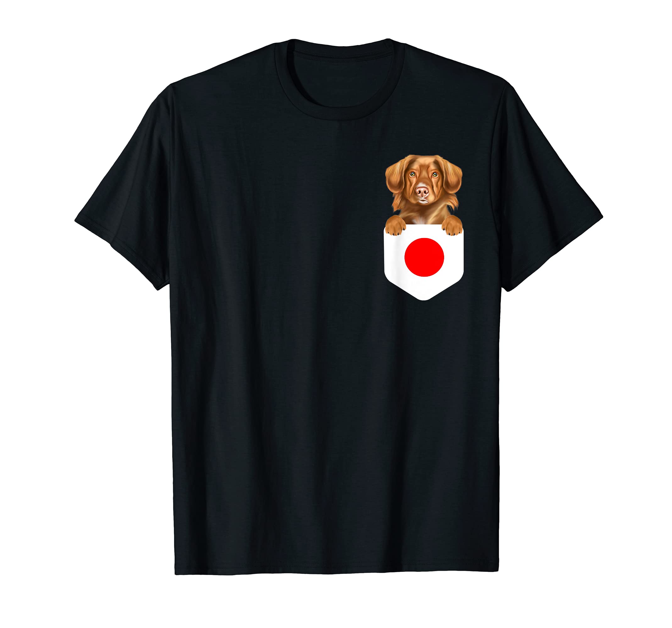 Japan Flag Duck Tolling Retrievers Dog In Pocket T-Shirt