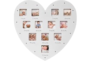 MICKYU My First Year Picture Frame with LED Light, 12 Months Baby Keepsake Frame Personalized Baby Gift, Baby Nursery Wall Decor Mothers Day Gift