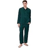 Lunya Men's Men'S Washable Silk Striped Jacquard Button Up Set