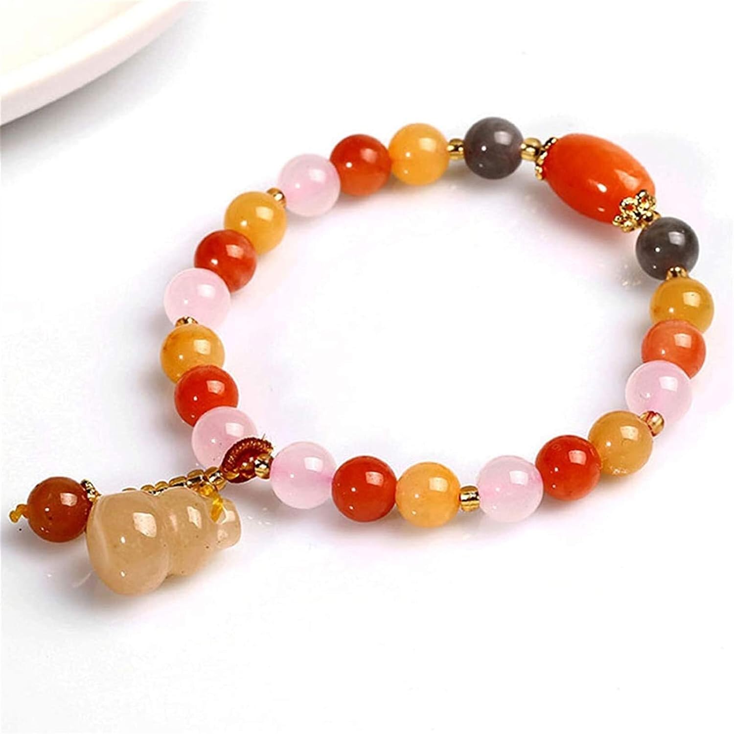 Luck Bracelet,Natural Imperial Jade Golden Silk Jade Stretch Bracelet