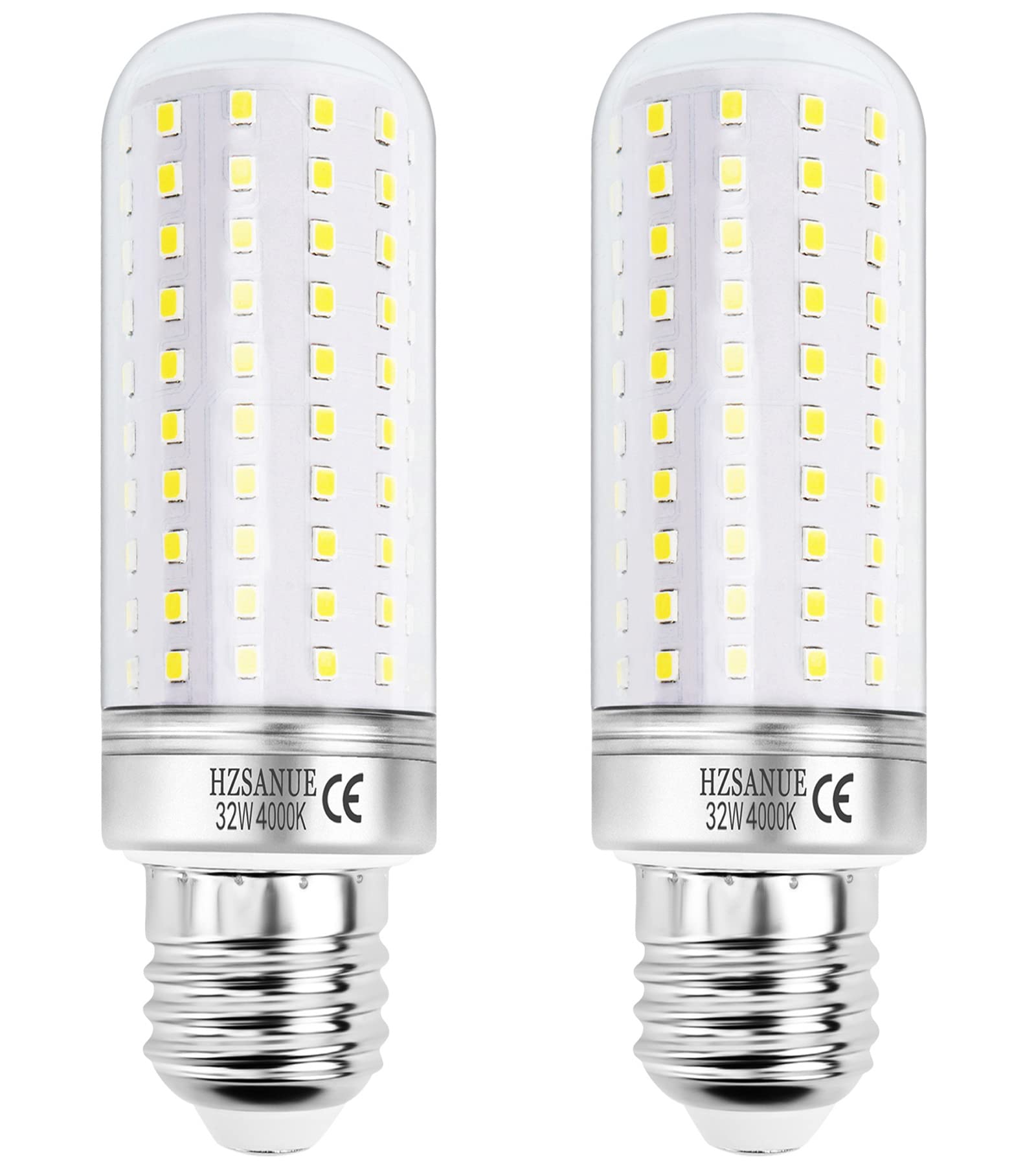 HZSANUE LED Corn Bulbs 32W, E27 Edison Screw Bulbs,3600Lm,4000K Natural White,240W Incandescent Bulbs Equivalent,Non Dimmable,Pack of 2