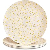 Nook Theory 4 Pack Reusable Bamboo Plates - Non-Toxic Toddler and Kids Plate, Dishwasher Safe, Not Microwavable Dinnerware (Terrayellow 8")