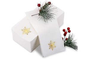 Janlaugh 100 Pcs Christmas Snowflake Disposable Linen Guest Napkins Foil Stamped Xmas Paper Napkins Christmas Paper Hand Towels for Lunch Dinner Kitchen Bathroom Xmas Holiday Party