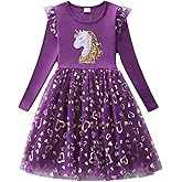 Flenwgo Toddler Girls Long Sleeve Autumn Spring Dress Casual Outfits Party Tutu Dress Gifts for 3-7 Years