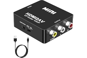 HDMI to RCA Adapter, HDMI to AV Converter, 1080P Mini RCA Composite CVBS Audio Video Converter Supports PAL/NTSC Compatible w