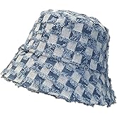 JUENAWMIU Denim Bucket Hat for Women Washed Packable Summer Beach Sun Hats Travel Bucket Hat for Women Men