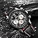 Watch Men Leather Luxury Brand Business Casual Date Chronograph Waterproof Sports Military Quartz Watches (Black red)