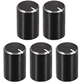 uxcell 5pcs Potentiometer Knob Knurled Shaft Black Aluminum 6mm Shaft Dia. Rotary Knob 10mmx15mm Volume Control Knob