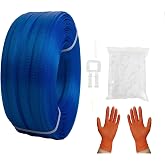 Manual Banding Strapping Kit, Box Packing Strapping Tool | 330 Ft Lenght Poly Strapping Belt and 100 Strapping Buckles Clips, for Packing and Shipping