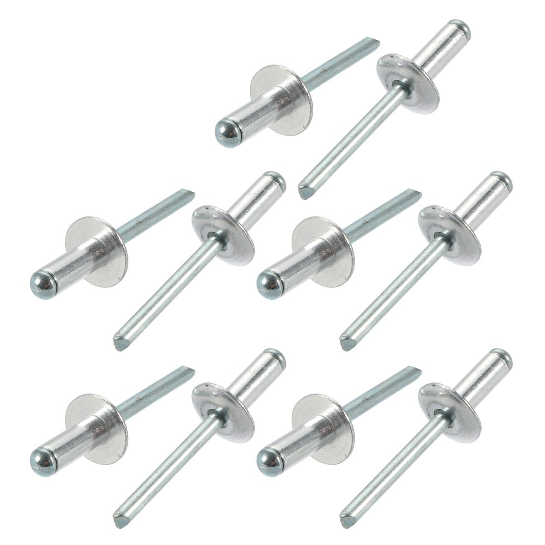 Sourcingmap 10 Pcs 6.4mm x 16mm x 16mm Aluminum Open End Large Flange Blind Rivets