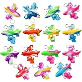 HOZKEAP 12 Packs Bulk plane Backpack Keychain Mini pop Fidget for Birthday Party Favors,Students Bubble Prize for boy and Little Girl,Kids game