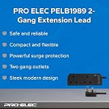PRO ELEC PELB1989 2-Gang Extension Lead Surge Protection 1m Black view 3