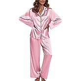 Ekouaer Pajamas For Women Set Silk Pjs 2 Piece Satin Sleepwear Long Sleeve Button Down Lounge Sets With Pant