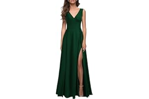 MUSHARE Women's V Neck Sleeveless Split Formal Dress Cocktail Party Prom Long Dresses