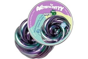 WATERELF Galaxy Putty Slime for Kids, Fidget Sensory Artistic Therapy Putty Toys for Boys Girls Adults, Stress Relief Non-Sticky, 3.11 Inch 3.2 Oz – Green Purple