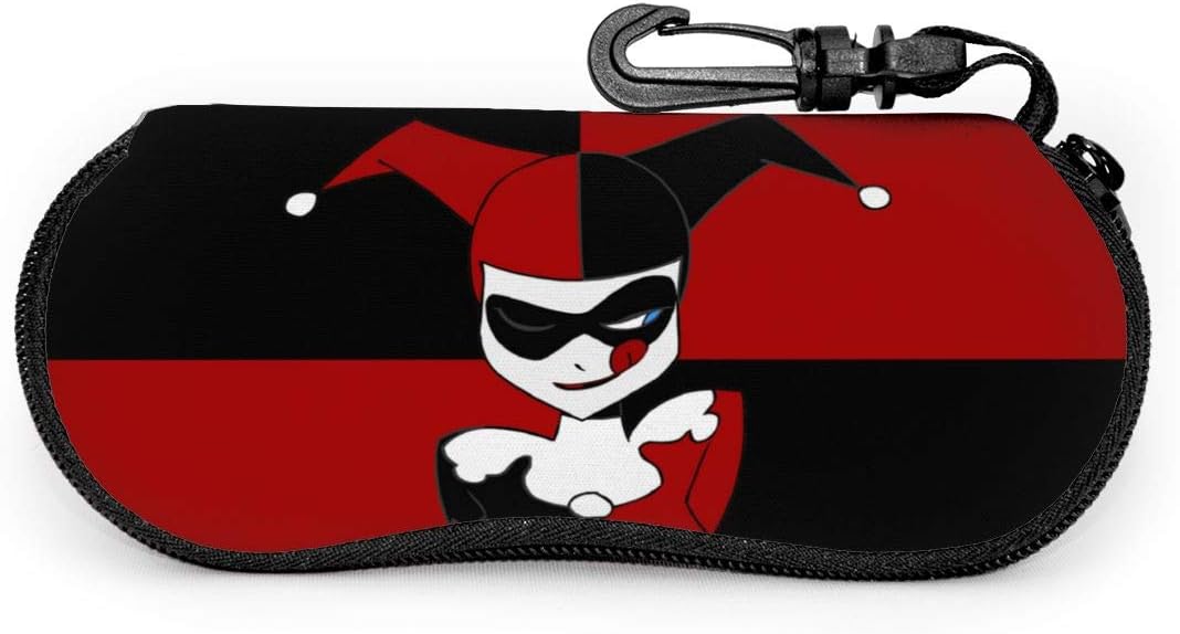 Eyeglass Case Clown Joker Harley Quinn Sunglasses Case Ultra Soft Light Neoprene Zipper Eyeglass Case With Belt Clip