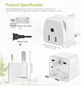 SHUOMAO 3-Pack US to UK Plug Adapter, 2/3 Pin USA to 3 Pin UK Converter, White view 5