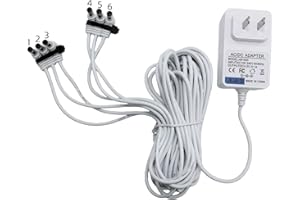 LBJVSKD 4.5V AC/DC Power Adapter for Lemax Lighted Accessory, Compatible with Spooky Town & Christmas Accessories, Plug in Transformer for Mini House Halloween & Holiday Décor (6-Output)