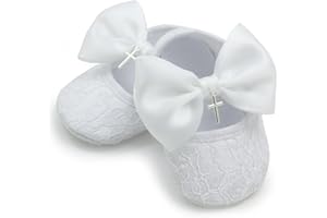 Nihao Baby Girls White Baptism Shoes and Headband Set Christening Dress Shoes