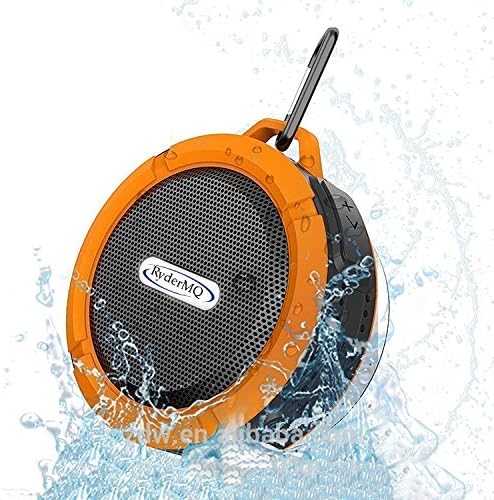 Shower Speaker, Hands free Portable Speakerphone, 6 hrs of Playback HD, Control Buttons &amp; Dedicated Suction Cup for Showers, Bathroom, Pool, Boat, Car &amp; Beach Card Slot sd Outdoor Use - Orange