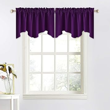 Nicetown Window Curtain For Living Room 52 Inches By 18 Inches Small Scalloped Valance Window Curtain Panel Tier For Living Room Bedroom Bay Window