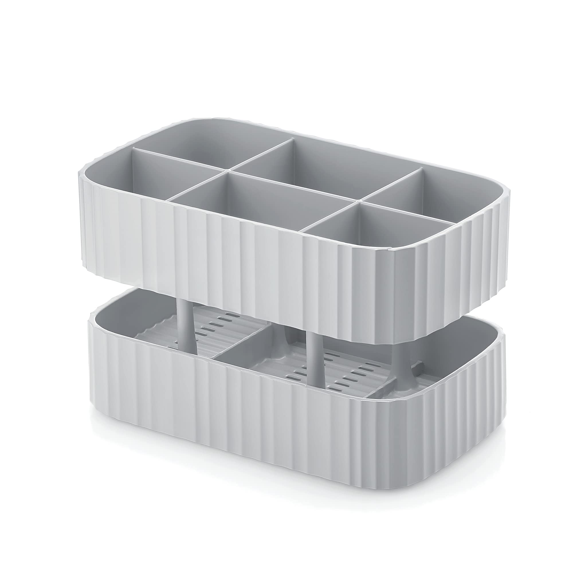 Guzzini Drain & Safe Cutlery Drainer, 100% Post Consumer Recycled Plastic, Matt Grey, 17x10xh11 cm