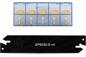 CDBP SPB332-S/SPB32-3 Parting Blade with 10 pcs GTN-3 Carbide Inserts Parting Grooving Cut-Off Tool Set, Slotted Tool