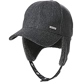 TOP-EX Oversized XL/XXL Unisex Wool Blend Winter Trapper Hat Baseball Cap Fleece Earflaps Fleece Lined