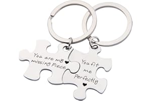 Ensianth Puzzle Jewelry Couple Gift You are My Missing Piece,You Fit Me Perfectly Necklace and Keyring Set of Two