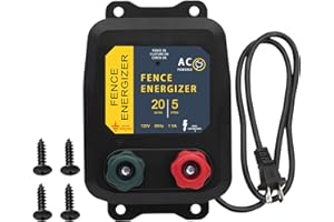 URYKEC Electric Fence Charger, 5 Mile Plug in Electric Fence Energizer, for Preventing to Prevent Bears, Raccoons, Skunks Intruding