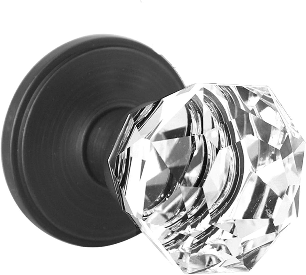 Crystal Passage Door Knobs Interior, Oil Rubbed Bronze, Glass Door Locks Diamond Shape, Hall