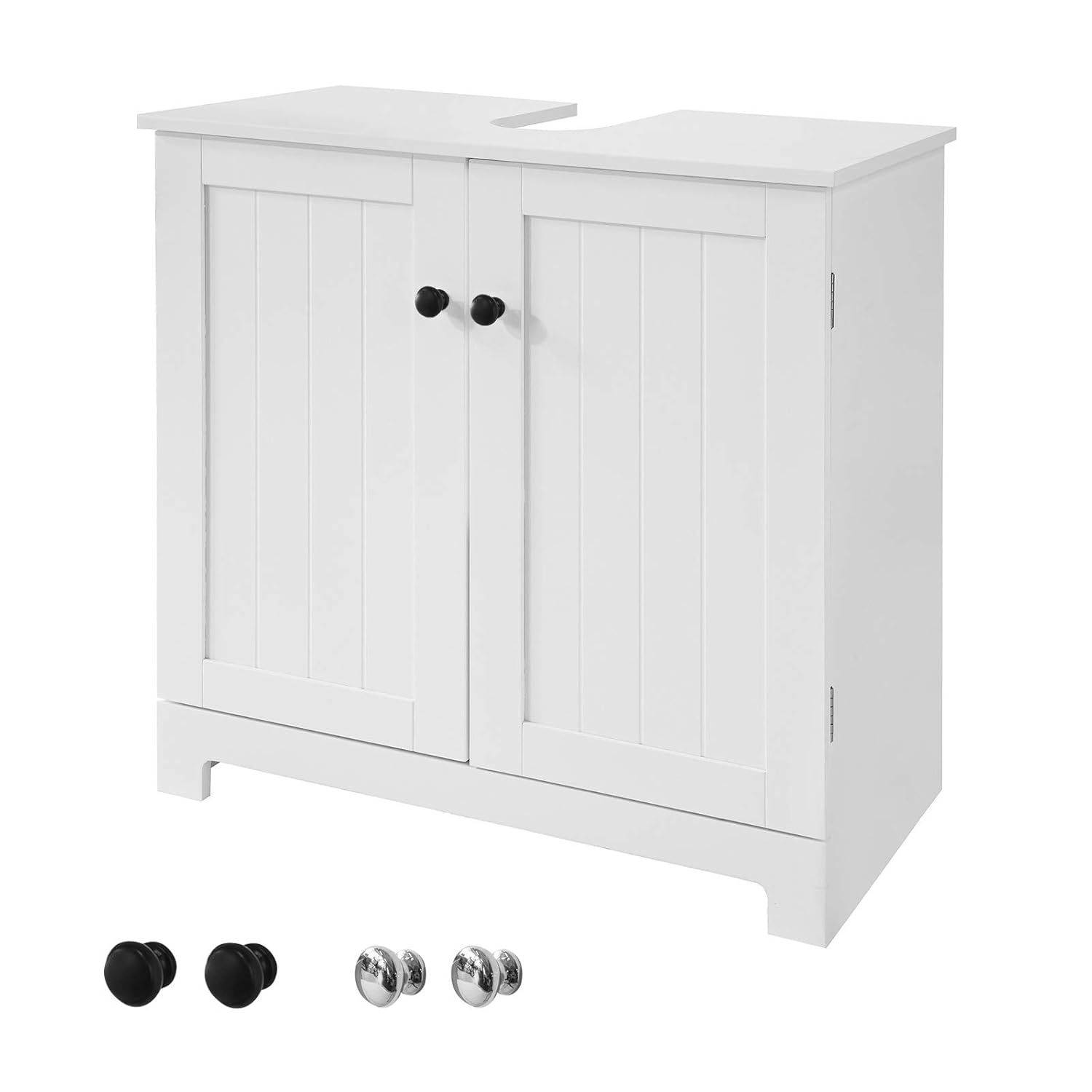 Sobuy Bzr18 W White Under Sink Bathroom Storage Cabinet With