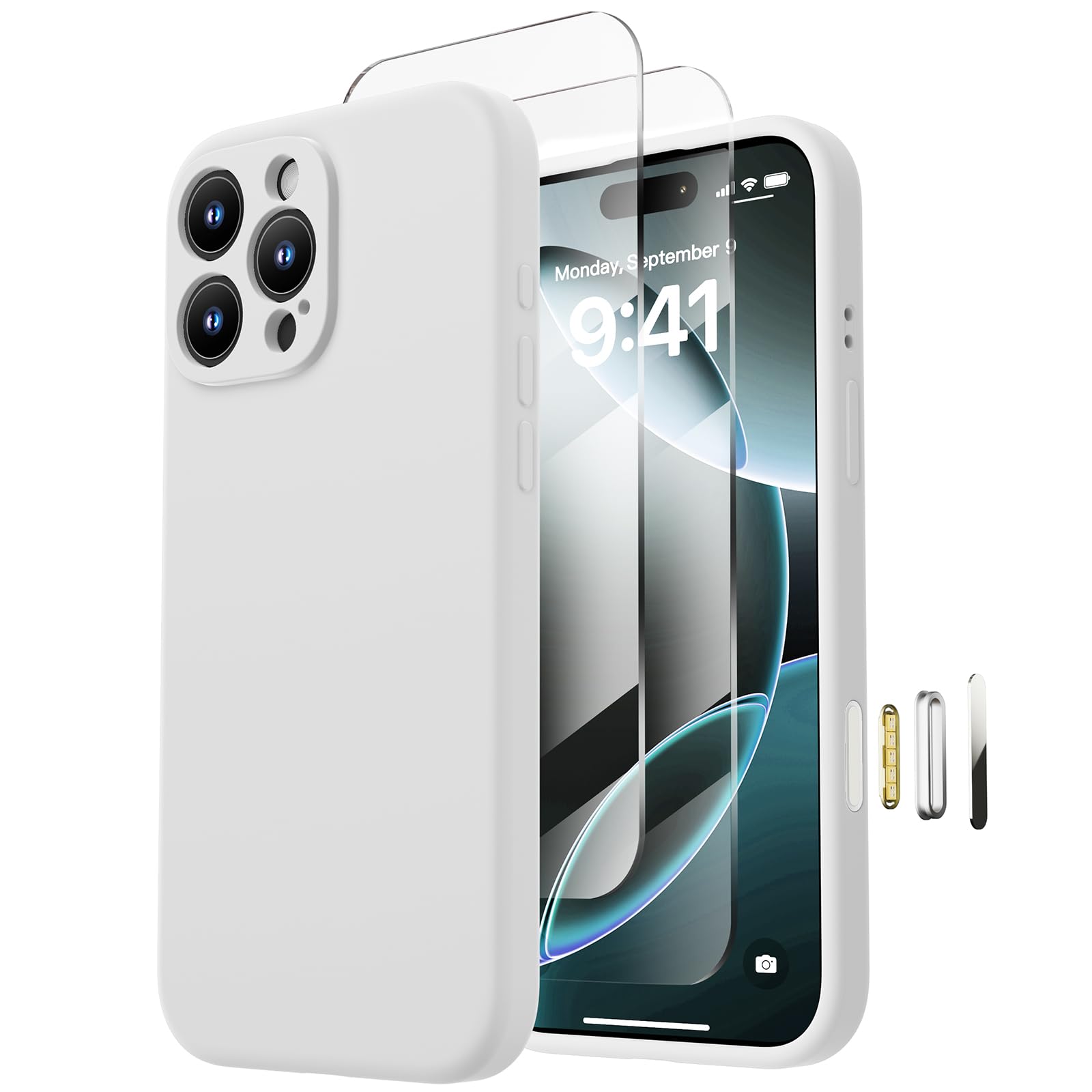 Photo 1 of Loyal Bee Magnetic for iPhone 16 Pro Case, Compatible with MagSafe, with 9H Nano Screen Protectors, Full Camera Protection, Silicone Shockproof Microfiber Lining Phone Case 6.3", White