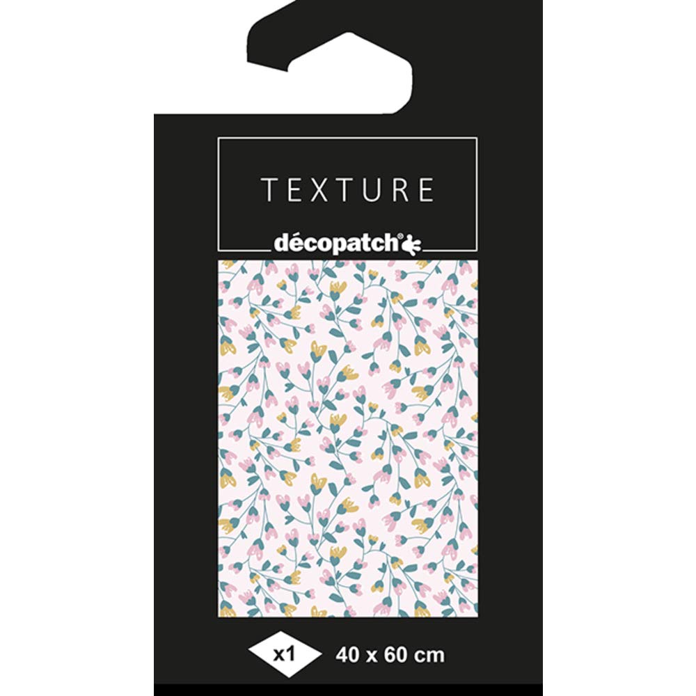 Décopatch - Ref TD788C - Texture Collection - Pink Small Floral Pattern - Contains 1 Sheet of 40 x 60cm Textured Paper, Foil Printing for Metallic Effects
