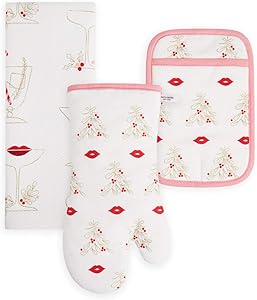 Kate Spade New York Christmas Kiss Kitchen Towel, Oven Mitt & Pot Holder Set, Multi