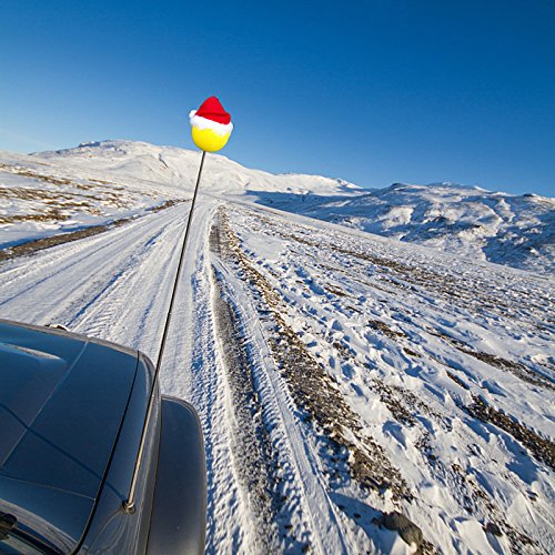 COGEEK Car Antenna Christmas Topper Smiley Face Wool Hat Ball EVA Car Decorative - Thumbnail 3