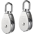 YAMASO,2Pcs 304 Stainless Steel M25 Silver Single Pulley Block Wire Rope Hanging Wire Towing Wheel