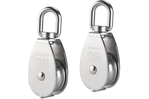 YAMASO,2Pcs 304 Stainless Steel M25 Silver Single Pulley Block Wire Rope Hanging Wire Towing Wheel