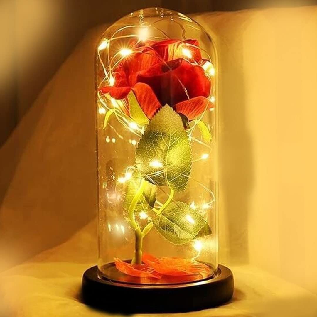SAFRI red silk Rose LED light girlfriend mum wife valentine's mother day birthday party Christmas wedding anniversary day gifts