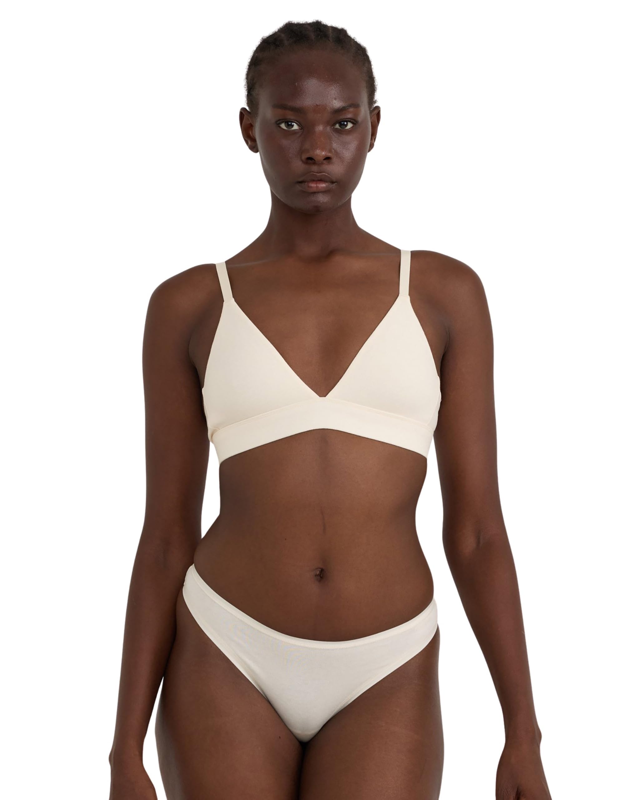 Photo 1 of Organic Basics Women's Core Triangle Cotton Bralette, Soft Vanilla