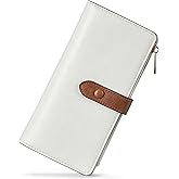 BOSTANTEN Womens Leather Wallets RFID Blocking Large Capacity Trifold Card Holder Ladies Phone Clutch Beige＆Brown